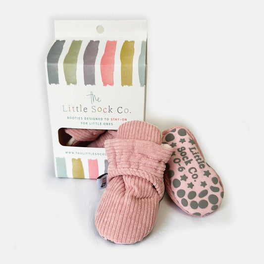 Stay-on, Non-Slip Booties - Perfect pram Slipper or Baby Carrier boot - Pink Corduroy: 18-24 months