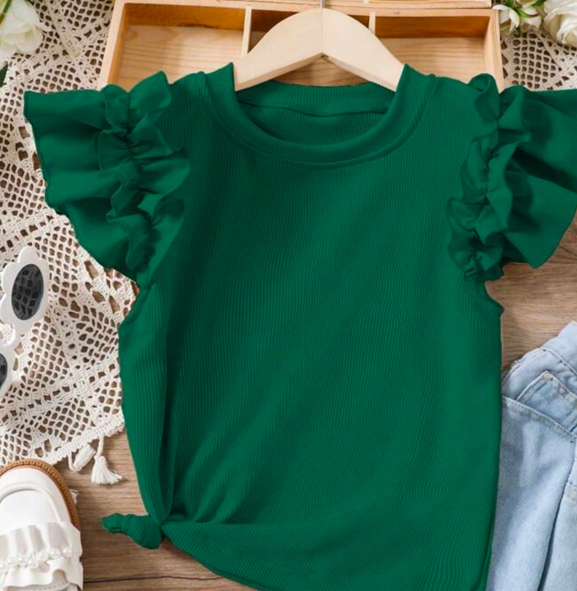 Green Ruffle Tee