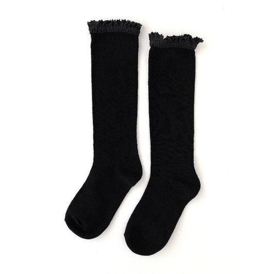 Black Lace Top Knee Highs: 4-6Y