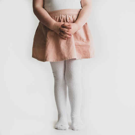 White Cable Knit Tights: 5-6 Years